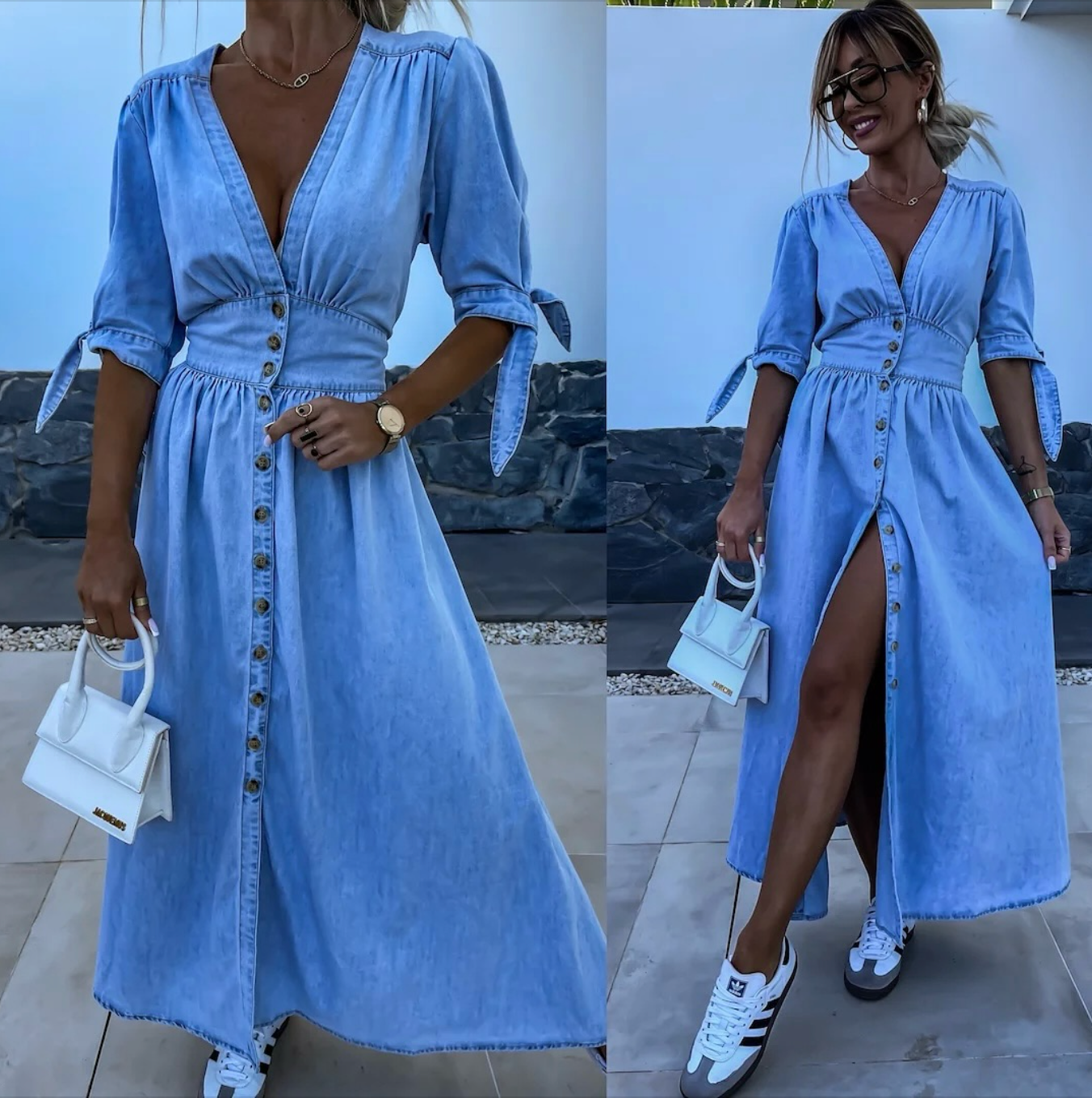 Ivanka™️ – Un'abito in denim brillante per un'eleganza senza tempo!