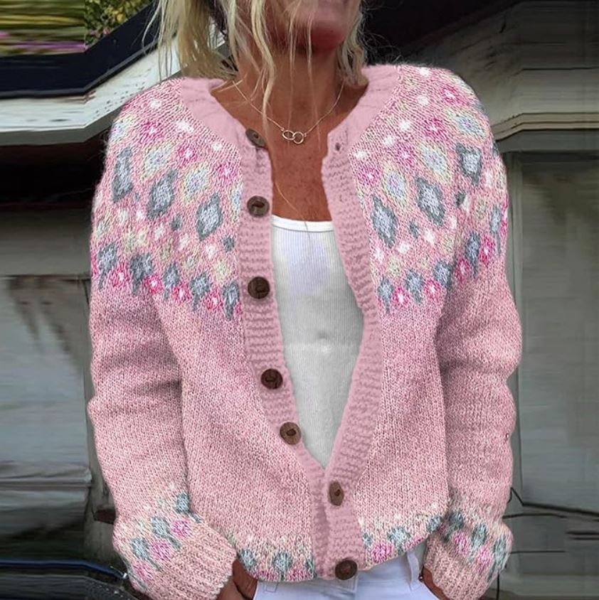 Elena | Cardigan rosa con stampa