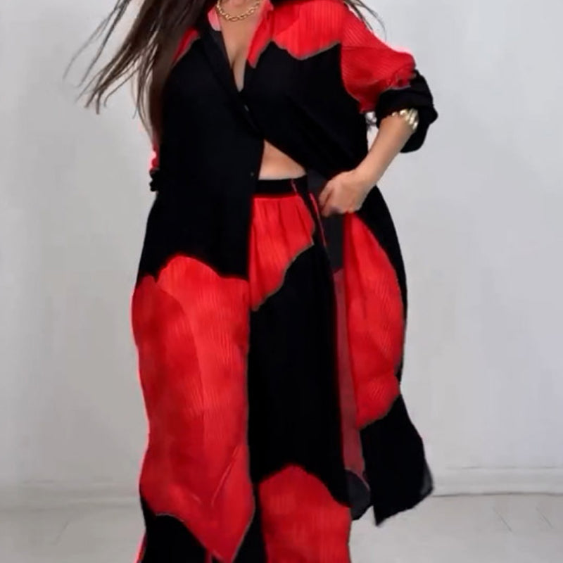 Set di camicia lunga con bottoni e pantaloni con coulisse✨ Consegna gratuita.