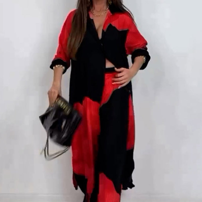 Set di camicia lunga con bottoni e pantaloni con coulisse✨ Consegna gratuita.