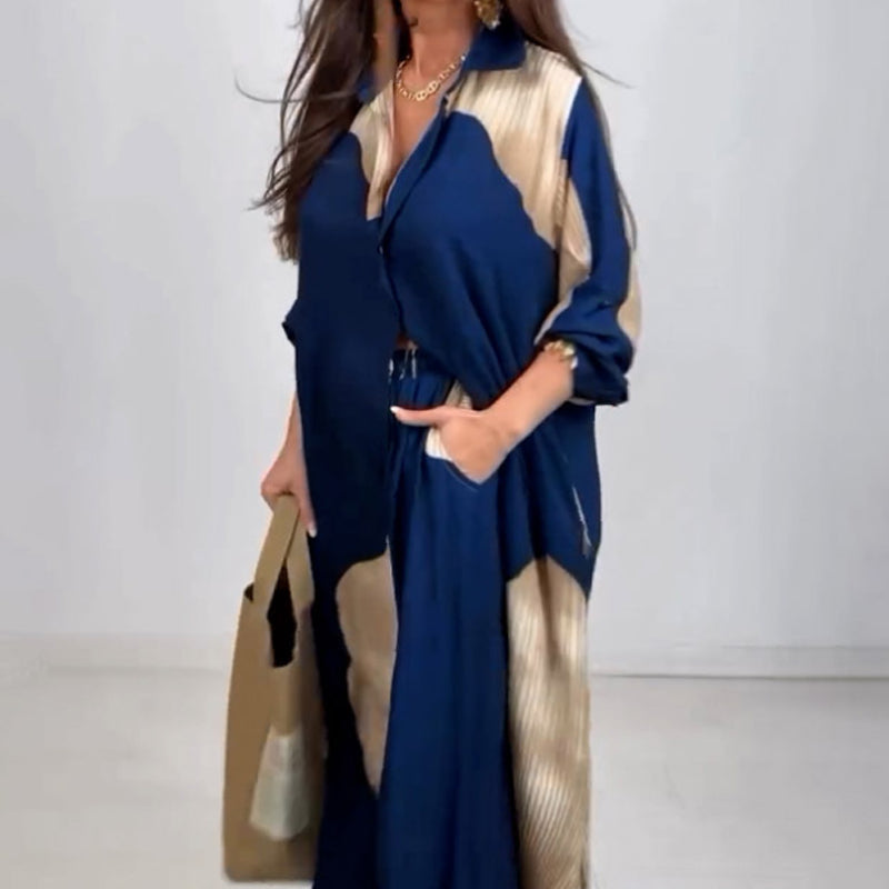 Set di camicia lunga con bottoni e pantaloni con coulisse✨ Consegna gratuita.