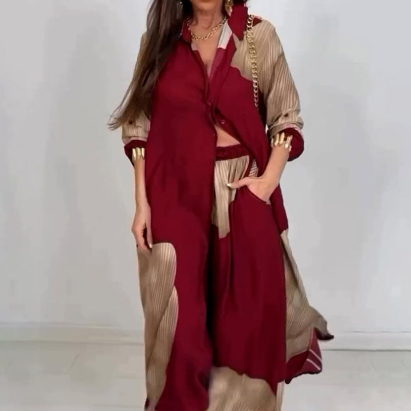 Set di camicia lunga con bottoni e pantaloni con coulisse✨ Consegna gratuita.